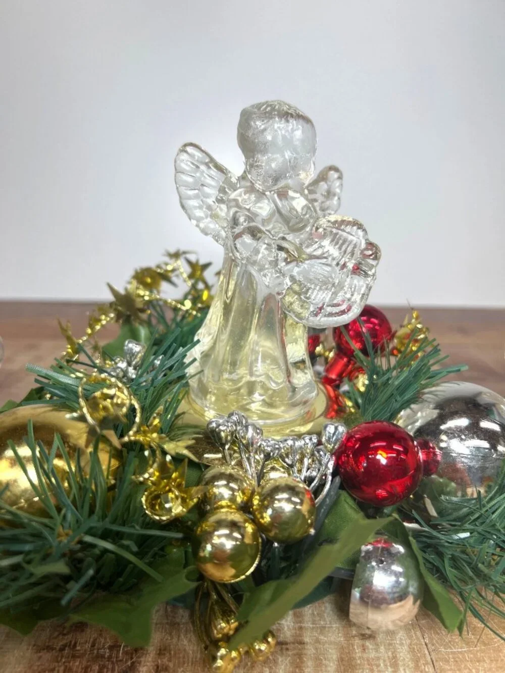 Angel Trio Centerpiece By House Of Lloyd With Glass Figurines And Holiday Decor